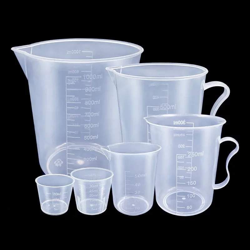 6pcs Plastic Measuring Cups Set – Clear Graduated Beaker with Spout