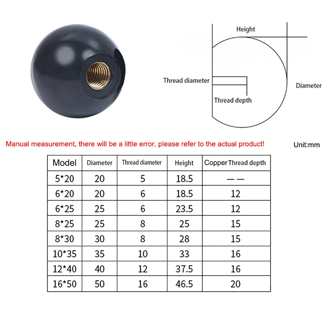 Ball Lever Knob Machine Tool Replacement Round Handle M4 M5 M6 M8 M10 M12 for ball lever knob