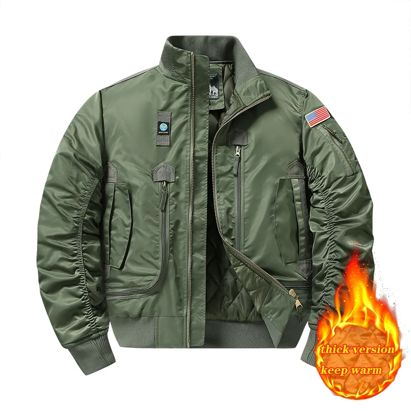 MA-1 American pilot cotton jacket men's autumn and winter thick warm baseball jacket fashion men's military fan