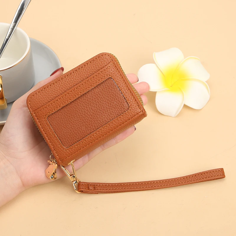 Foreign trade explosive card bag female exquisite rfid leather multi-functional organ card bag double zipper bank cover