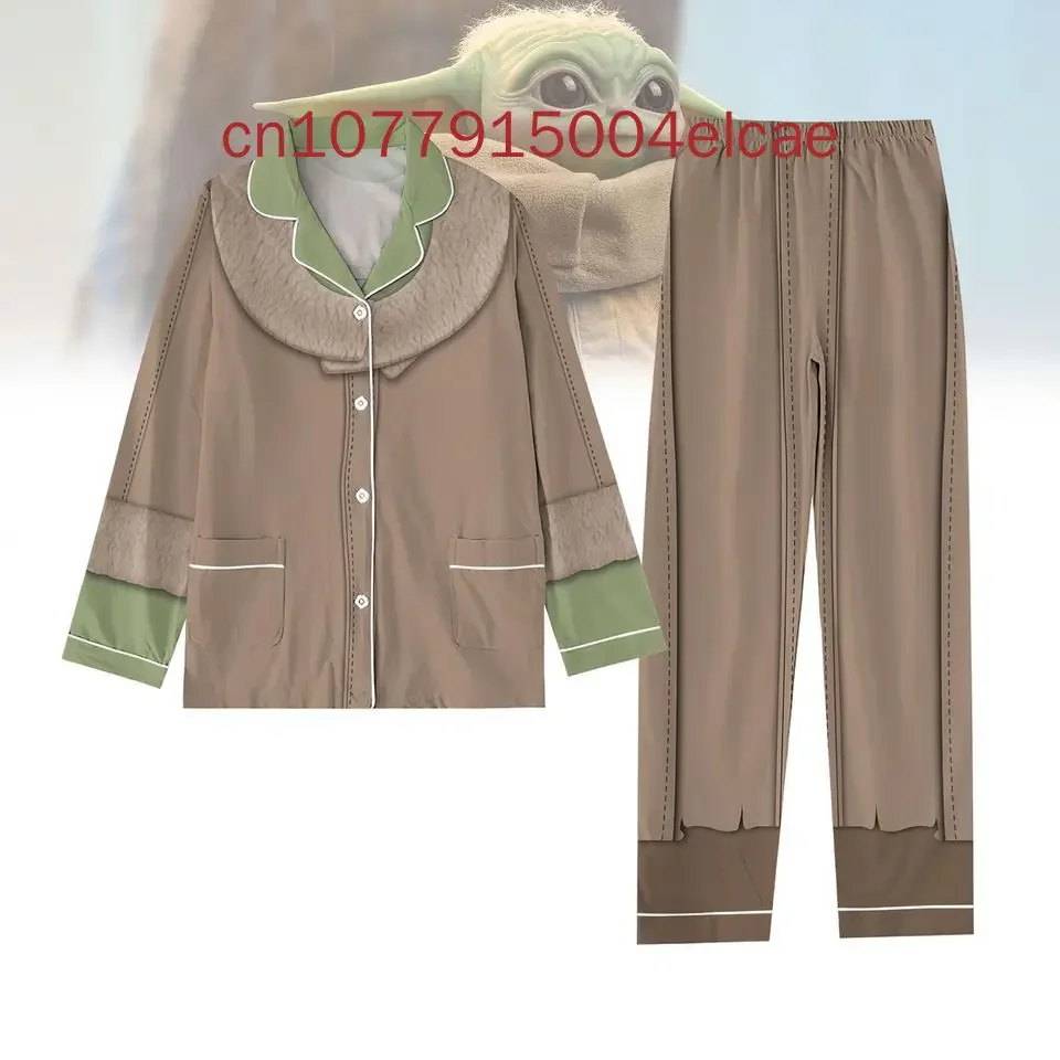 Baby Yoda Christmas Long Sleeve Pajamas Two-piece Set Men's and Women's Pajamas Women's Cartoon Pajamas Pants Set 6