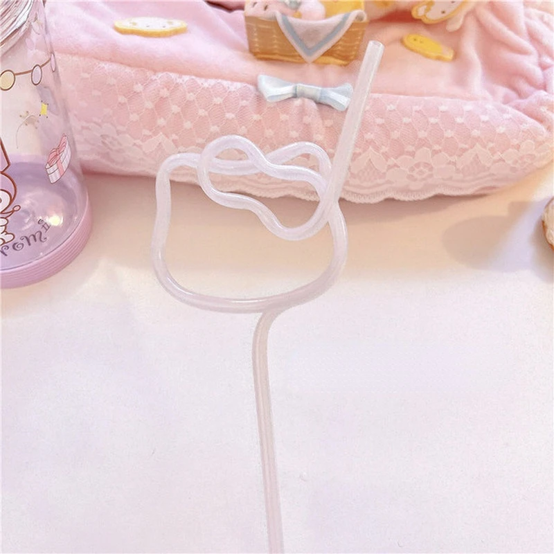 Hello Kitty Drinking Straw Anime Kt Cat Doll Shape Straw Cartoon Straw Reusable Colored Straw Hose Drink Juice Milk Straw Gift 5