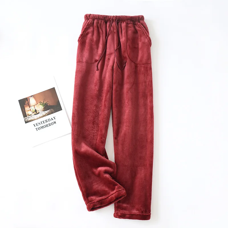 Autumn Winter Sleep Pants Women Warm Flannel Pajama Pants Loungewear Loose Coral Fleece Trouser Lounge Wear New