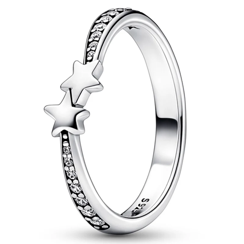 

Authentic 925 Sterling Silver Sparkling Shooting Stars Sparkling With Crystal Ring For Women Wedding Party Fashion Jewelry