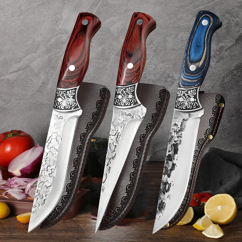 Kitchen Knife Forged Slaughtering Boning Meat Cleaver Fish Fillet Cutting Meat Fish Sushi Utility Paring