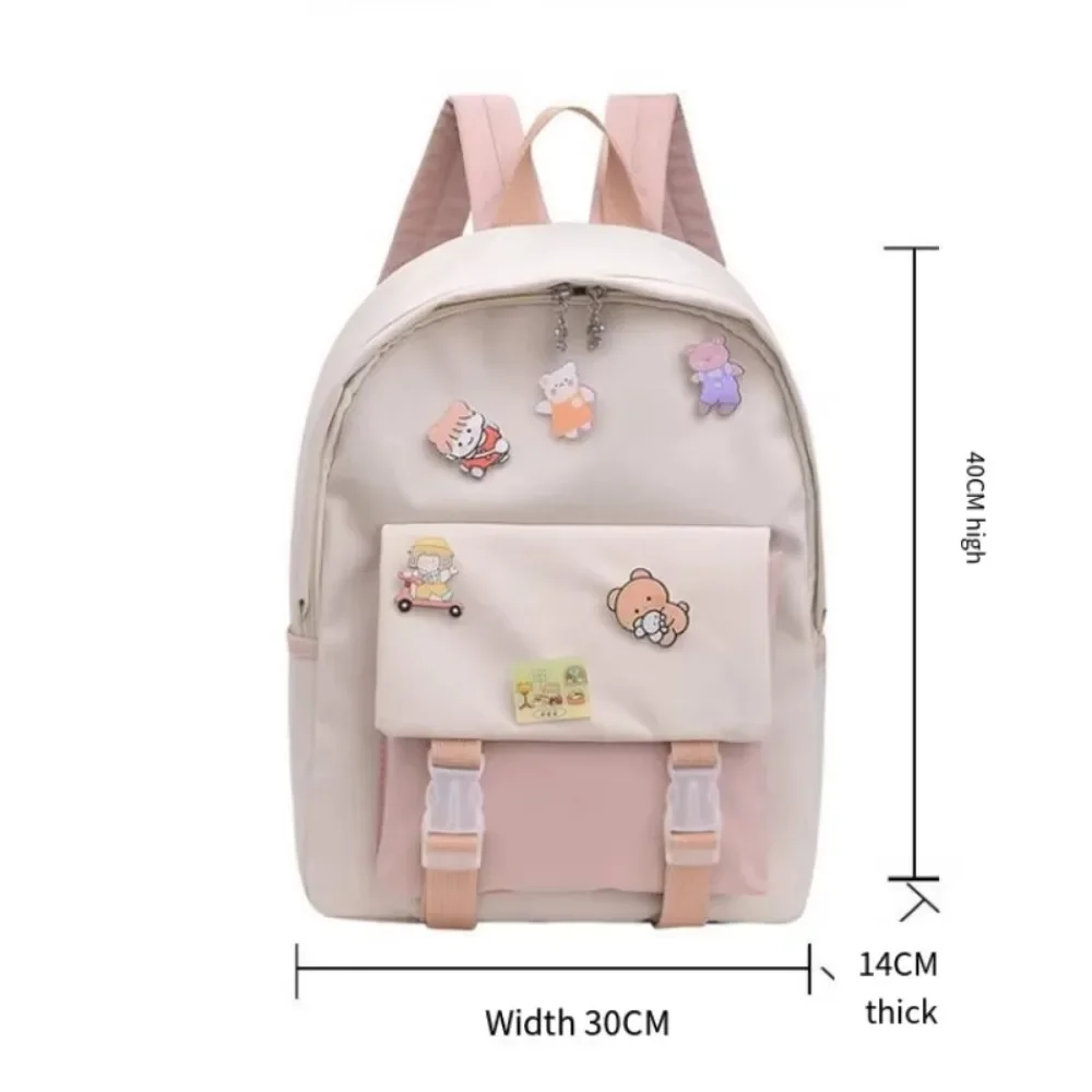 New Women's Cartoon Backpack - Waterproof Nylon College Bag, High Capacity Trendy Laptop Schoolbag for Girls Travel