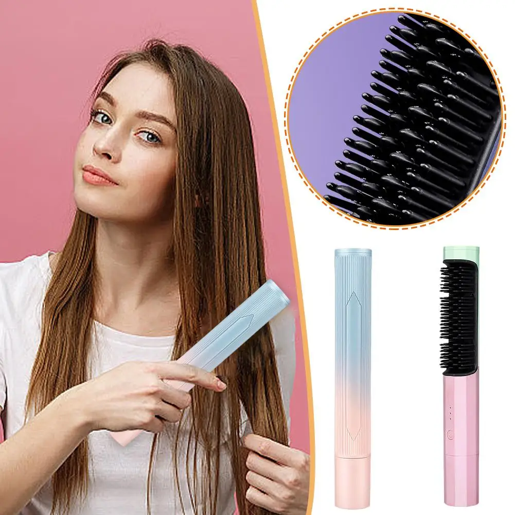 Description Picture 4 of itemProfessional Wireless Electric Hair Brush Straightening Charge Hair Tools Styling Comb Fast Brush Curling Heating Usb Dryer Y5g7