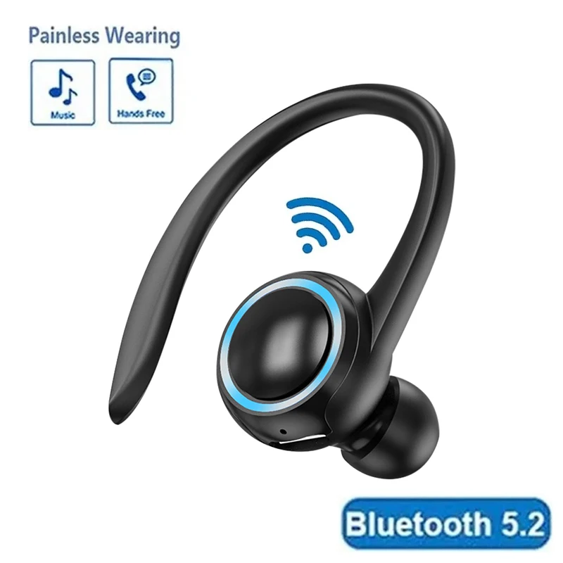 Waterproof Bluetooth 5.2 Mini Ear Hook Headphones with Mic and HiFi Stereo Sound