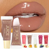 Nude Brown Plumping Lip Gloss Moisturising Fruit Lip Oil Transparent Fullness Lips Tint Soft Tube Makeup Applicator Beauty Care 1