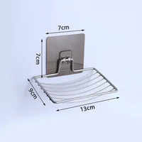 Stainless Steel No Punching Soap Holder Bathroom Wall-Mounted Soap Dish Holder Self Adhesive Kitchen Spong Storage Rack 5