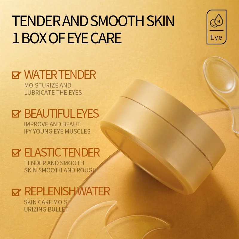 Collagen Eye Mask 60pcs Golden Avocado Moisturizing Hydrating Removing Dark Circles