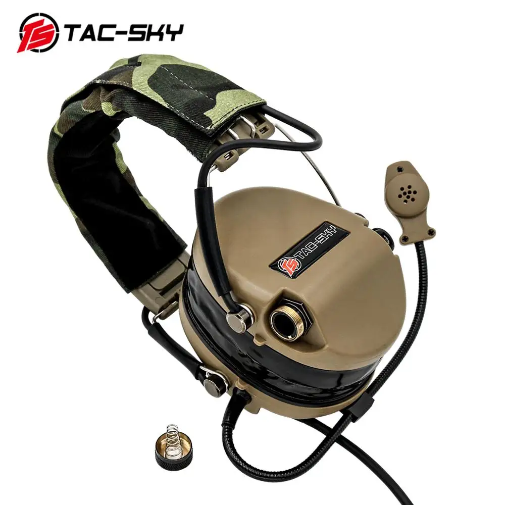 TAC-SKY Tactical Airsofte SORDIN Silicone Headphones Hunting Noise Reduction Shooting Headphones and Tactical  Adapter U94PTT DE