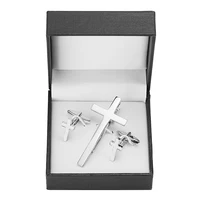 Classic men's French shirts cufflinks tie clip drawing laser metal cuff button clips wedding suits accessories jewelry box gift 4