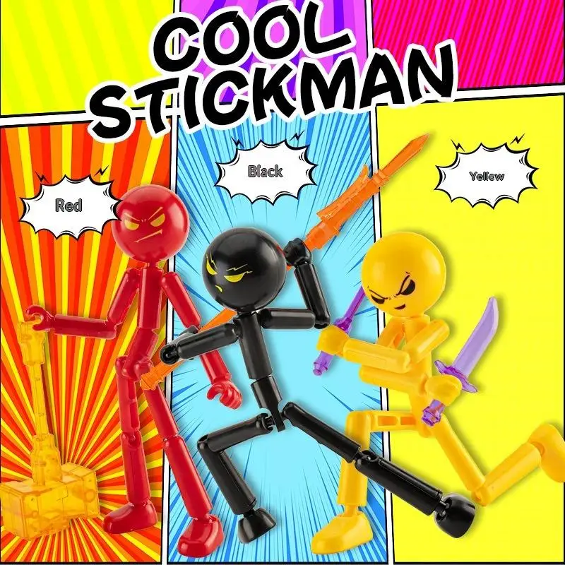 1 Set Novelty Action Figure Stickman Assembled Robot Movable 3d Printing Mannequin Multi-jointed Stickman Toy - 3