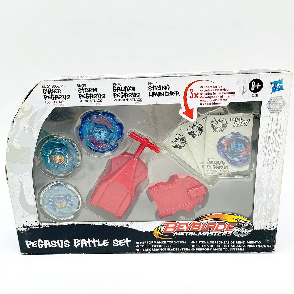 

BEYBLADE METAL MASTERS BB-01 LEGEND CYBER PEGASUS&BEYS BB-28 105RF ATTACK&BEYBLADES BB-70 W105R2F ATTACK&BB-17 STRING PEGASUS