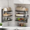 Wall-Mounted Kitchen Dish Rack Multifunctional Kitchen Organizer with Drainboard Cutlery Storage Holder Dinnerware Drainer 1