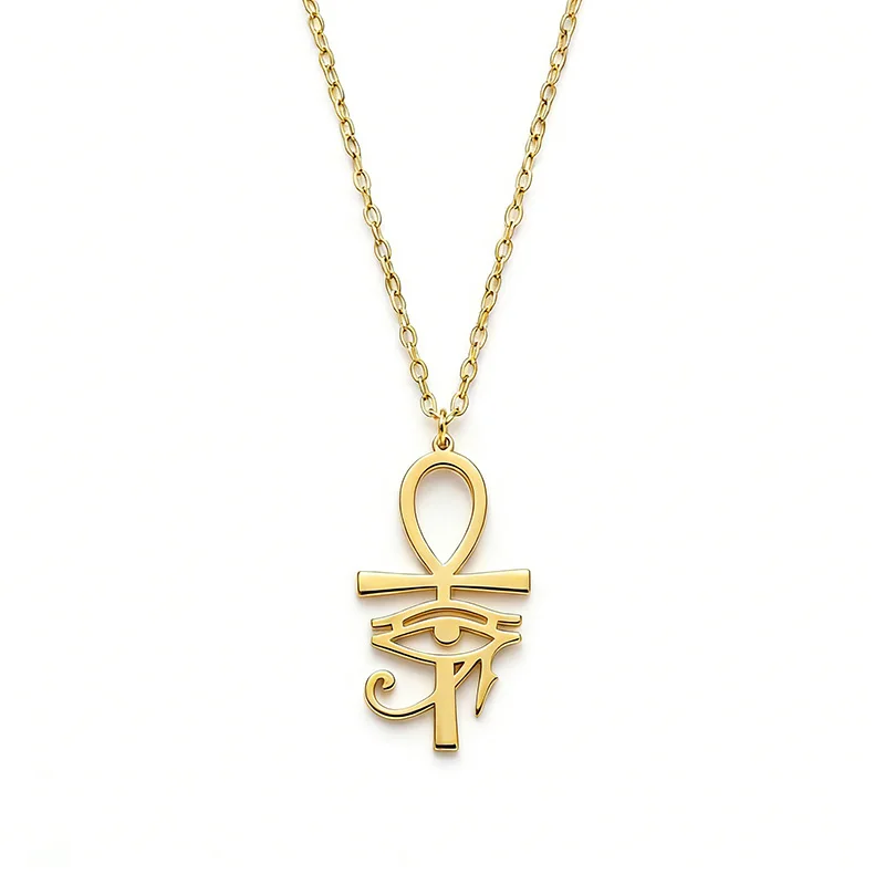 Klassische vergoldete Ankh-Auge des Horus-Anhänger-Halskette für Frauen, altägyptischer Schmuck, Geschenke