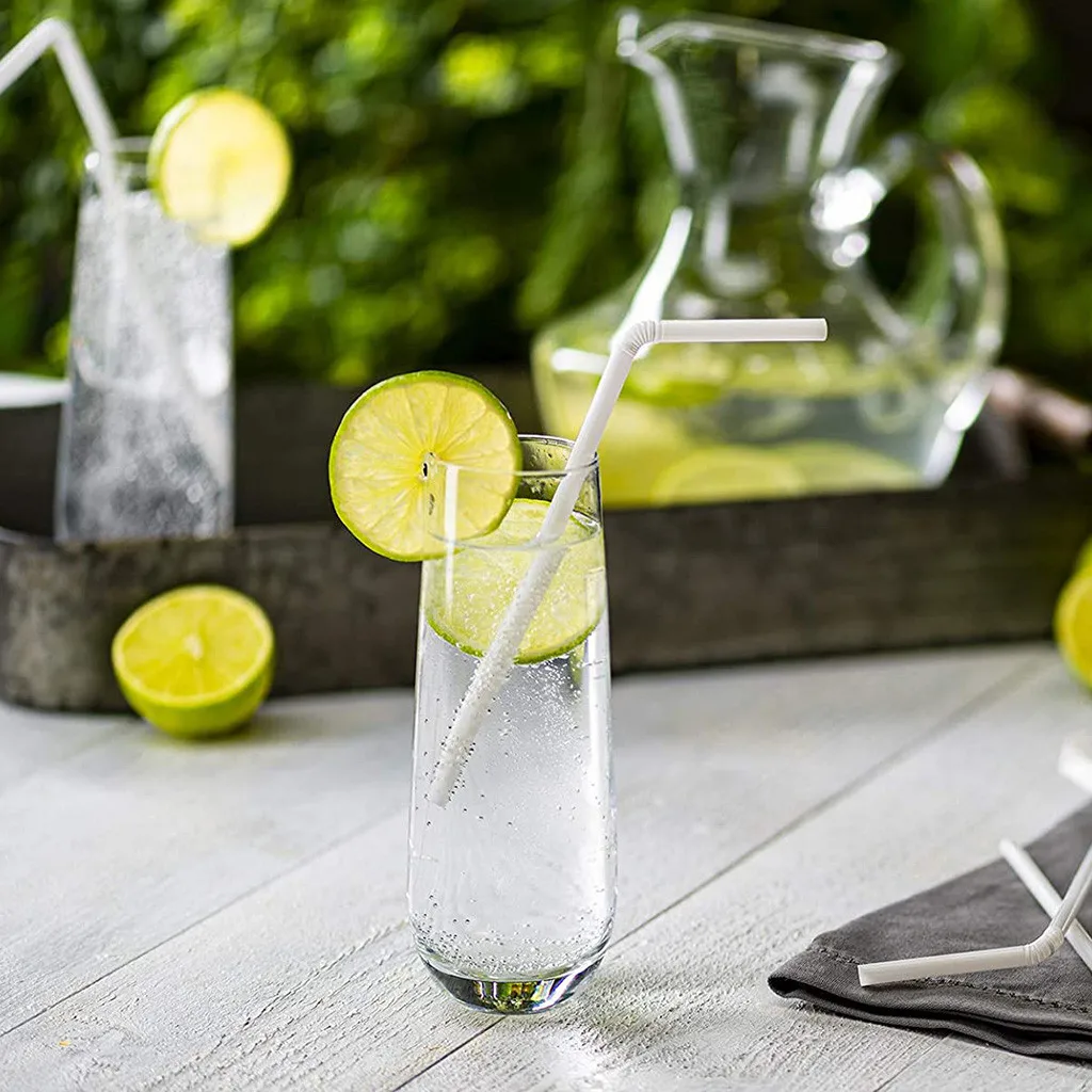 Disposable plastic straws Individually Packaged Plastic Straws White Flexible Straw Juice Yogurt Straw Kitchenware Straws Bar Drink Accessories 100-300PCS