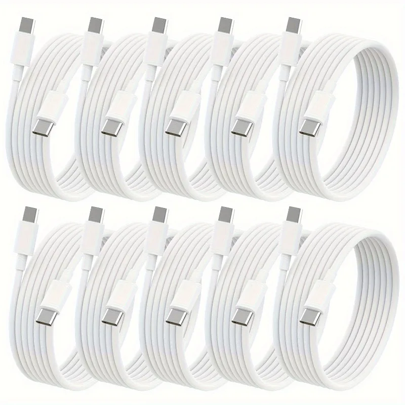 10 Pack 6.6ft (60W/3.1A) USB C to USB C Cable Type Fast Charging Cable for iPhone 15/15 Pro/15 Plus/15 Pro Max, MacBook Pro