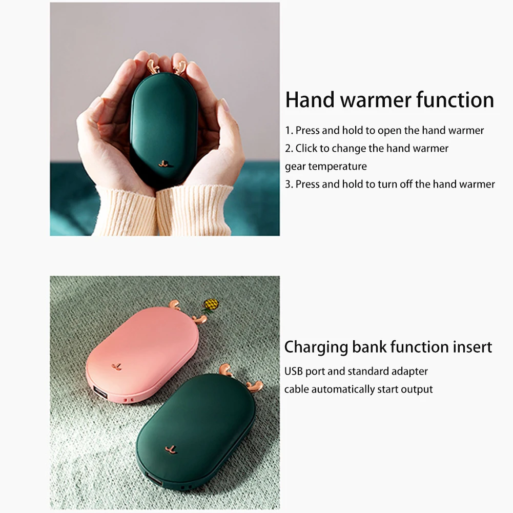 2 in 1 Electric Hand Warmer 5200mAh Power Bank Electric Pocket Heater Portable Hand Warmer Hunting Golf Camping Gear Warm Gifts