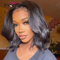 Yyong Body Wave Short Bob Lace Wig T Part Lace Human Hair Wigs For Women Transparent Lae Wavy Bob Wig Pre Plucked