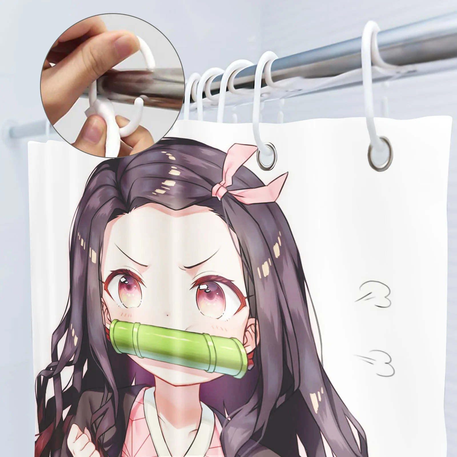Demon Slayer: Kimetsu No Yaiba Shower Curtain Bathroom Accessories Home Decor Christmas Gifts Anime Waterproof Screen 3