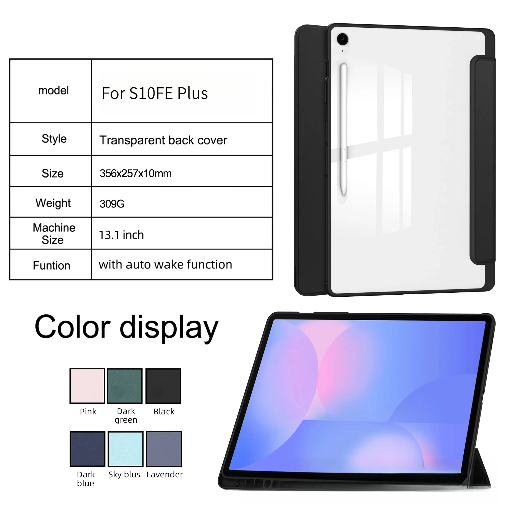 Für Galaxy Tab S10FE+ 13.1 Tablet-Hülle S10FE Plus X620 Dreifach Faltbare Stapelbare Acryl-Hülle mit Stifthalter – Detail 1