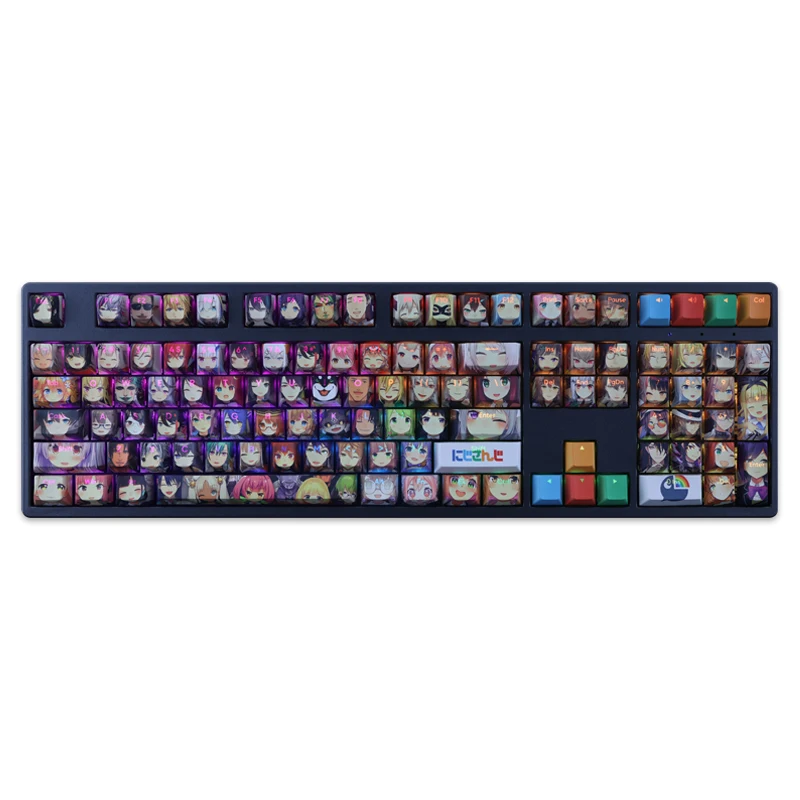 Teclas Conjunto Nijisanji Papel Completo Keycap Pbt Tintura Subbed Backlit Keycaps dos Desenhos Animados Anime Gaming Key Caps para Ansi 61 87 104 108 108 - Imagem 2
