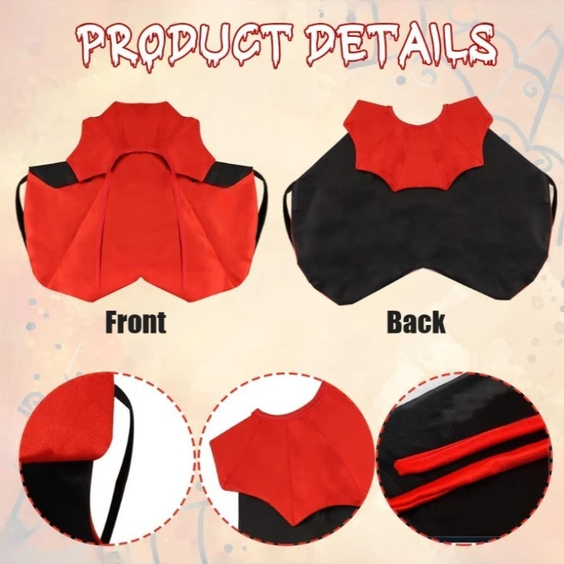 Red Black Adjustable Vampire Cape Costume for Cats Dogs