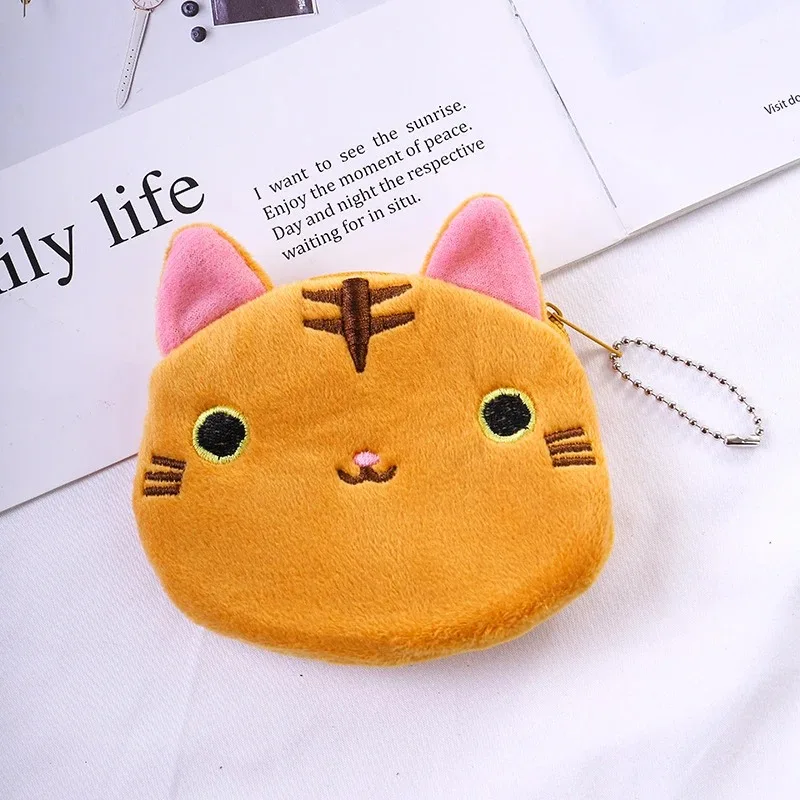 Cartoon Cat Coin Purse Plush Wallet Women's Fashion Zipper Mini Key Change Student Storage Wallet
