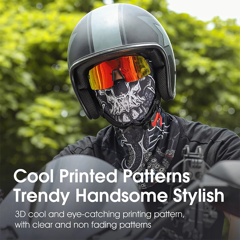 WEST BIKING 3D Skull Pattern Motorcycle Balaclava Summer UV Protection Cycing Caps For Men MTB Road Bike Full Face Ice Silk Mask 2