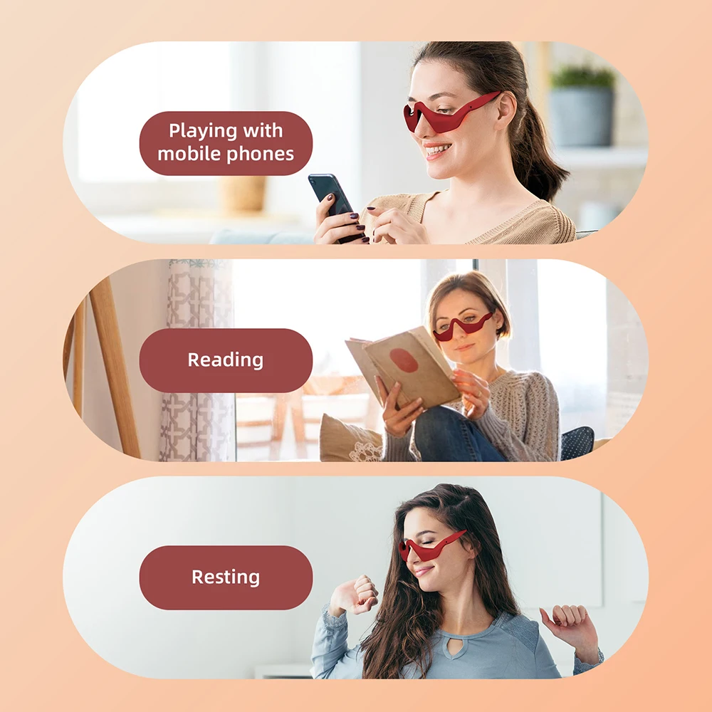 Red Eye Massager Under-Eye Glasses Massager Relieves Eye Fatigue Eyes Massage Glasses Eye Fatigue Relief Massager 2