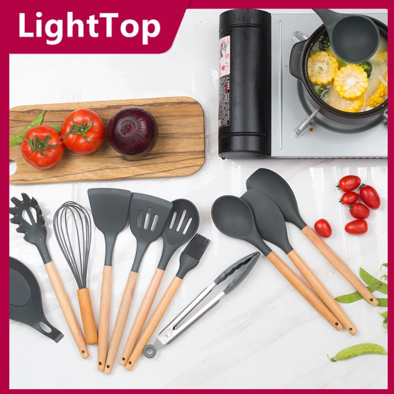 

Heat Resistant Silicone Kitchenware Cooking Utensils Set Kitchen Non-Stick Cooking Utensils Baking Tools With Storage Box Tools