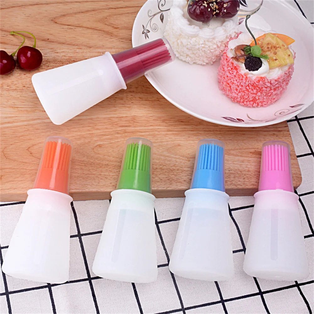 Portable Oil Bottle Barbecue Brush Silicone Kitchen Cooking Tools Baking Pancake Barbecue Camping Accessories