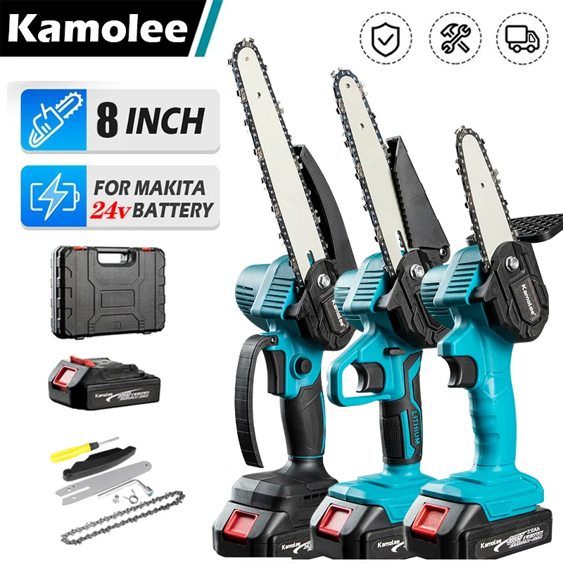 Kamolee 4/6/8 인치 무선 휴대용 전기 톱 휴대용 체인 톱 18V-21V 배터..
