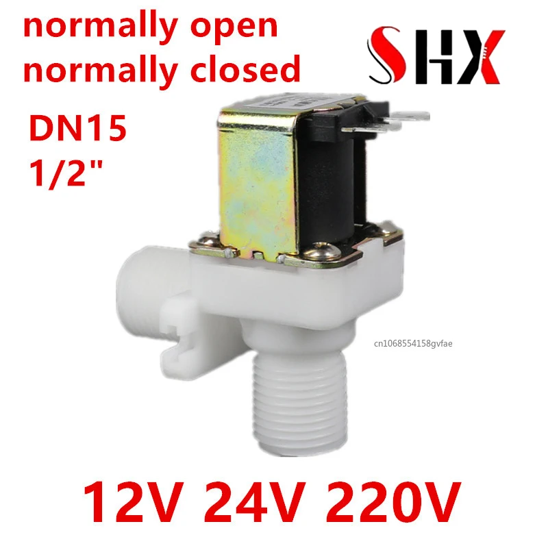 Valvola normalmente aperta 1/2 Elettrovalvola in plastica DC 12V 24V Distributore magnetico Acqua potabile Interruttore del regolatore di pressione pneumatico (Specifica : 1/2, Voltaggio : DC 24V)(D