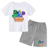 Summer Rainbow Friend Printed Short Sleeved Children T-shirt + Shorts 2pcs Set 3-12 Years Boy Girl Clothing Kid  Fashion Suit 6