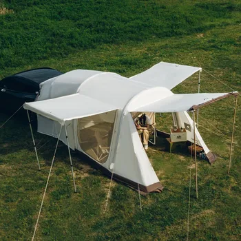 LUINGBOX Tunnel CanopyTent Contains Ground Cloth Camping Tent Inflatable Tent Two Rooms Car Tail Account Outside Lightweight 1