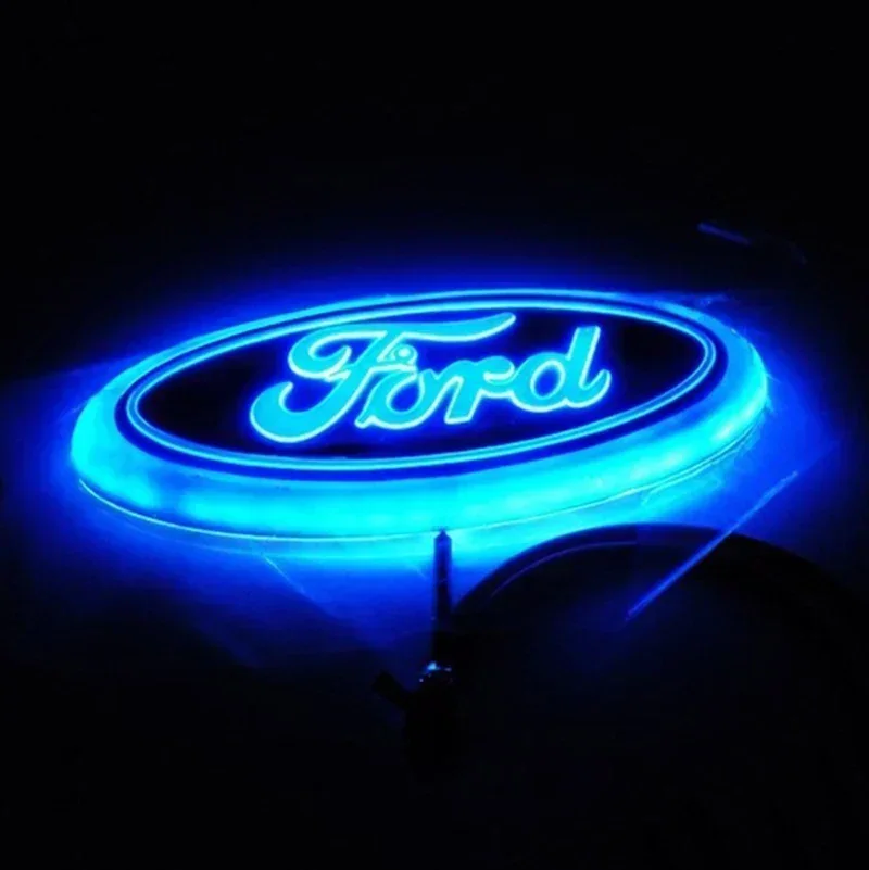 테슬라 익스플로러 F150 F250 포커스 몬데오 자동차 앞 후드 엠블럼 뒤 트렁크 배지 데칼 LED 라이트 배지 스티커 장식