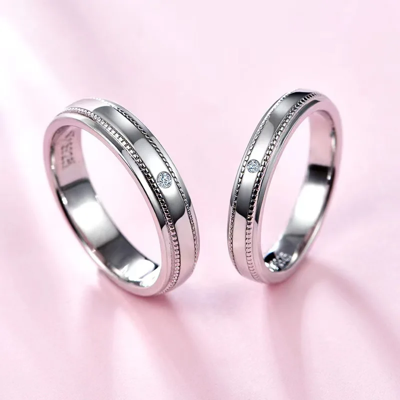 

2023 New Model S925 Sterling Silver Moissaint Diamond Couple Ring Affinity Ring Valentine's Day Gift for Girlfriend