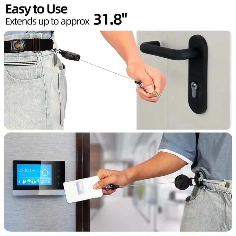 Heavy Duty Retractable Keychain Retractable Buckle Key Anti-Theft Badge Cover Automatic Retractable Anti-Theft Key Chain 5