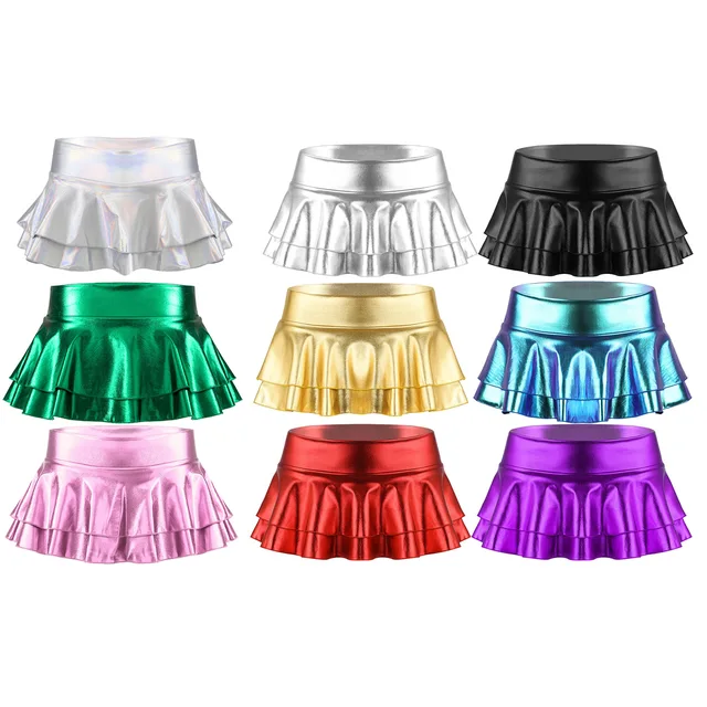 Pink Mini Skirt Women's Sparkle Sequin Mini Skirt Low Waist Ruffle