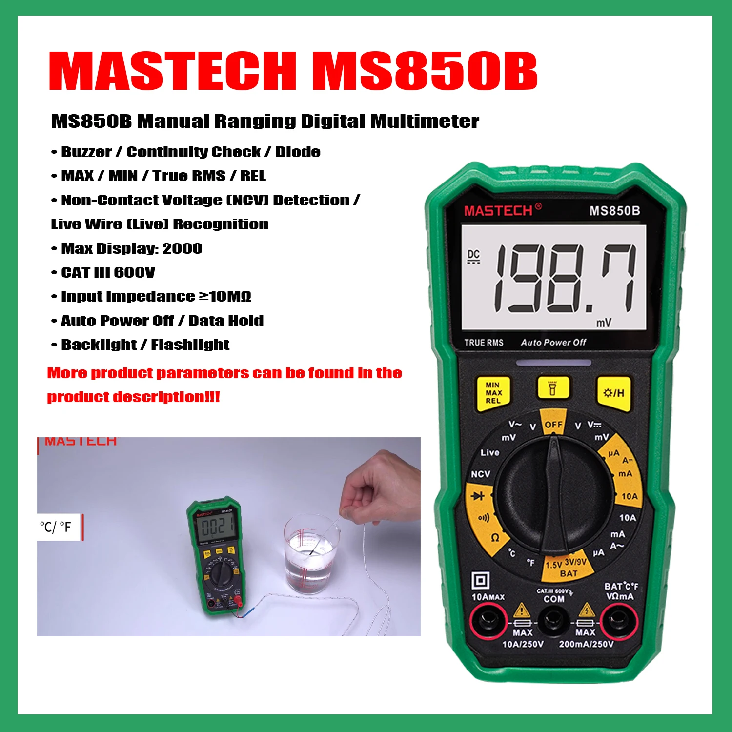 MASTECH MS850A MS850B MS830C MS830D Digital Multimeter Meter Auto AC/DC Votage Tester Ohm Current Ammeter Detector Tool True RMS digital multimeter multimeter tester