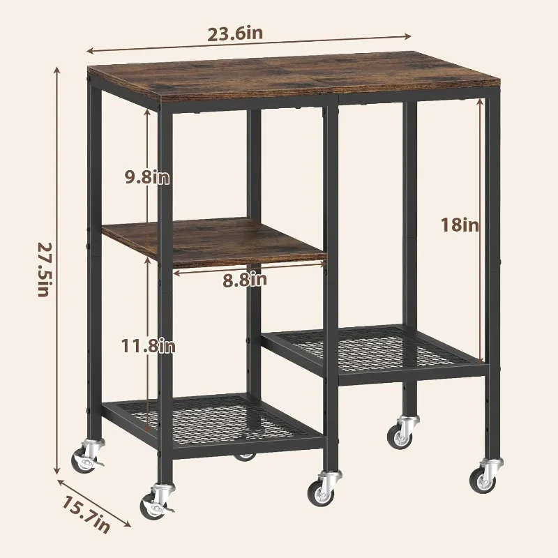 Kitchen Microwave Cart,Microwave Stand with Wheels,Coffee Bar Table Station,4-Tier Rolling Baker's Rack 2
