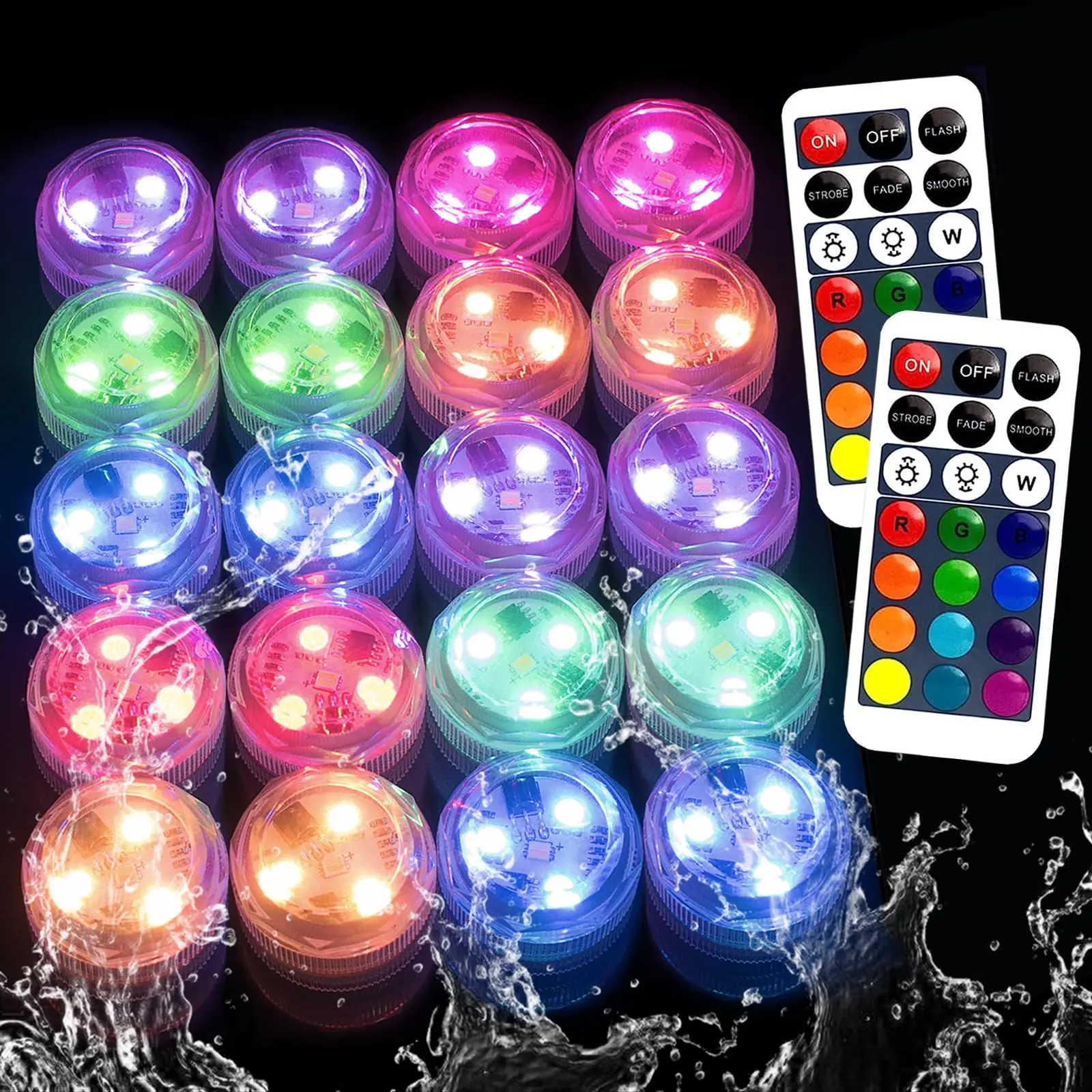 Mini Submersible LED Light Waterproof LED Tea Lights Tea Light Candle RGB Color for Vase Home Party Wedding Fountain Halloween