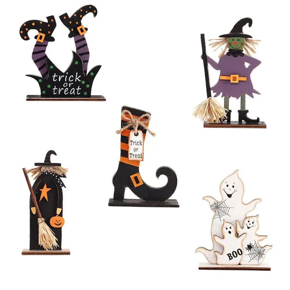 Wooden Halloween Decorations Pumpkin Ghost Bat Ornaments