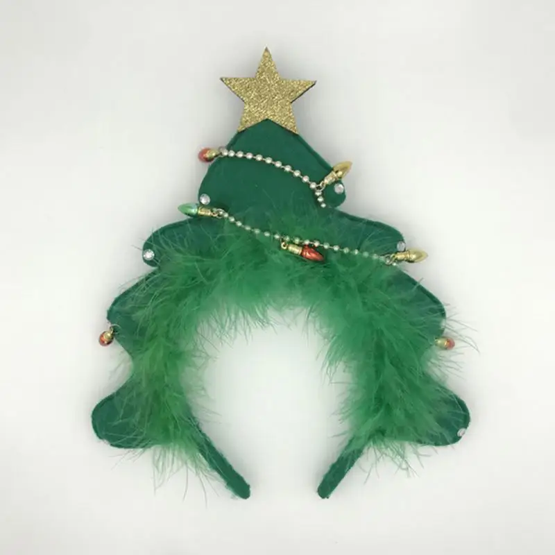 Christmas Tree Hair Hoop Tree Shape Performance Props Headdress Headband With Sequins Christmas Fairy Costume Headband Hair Band