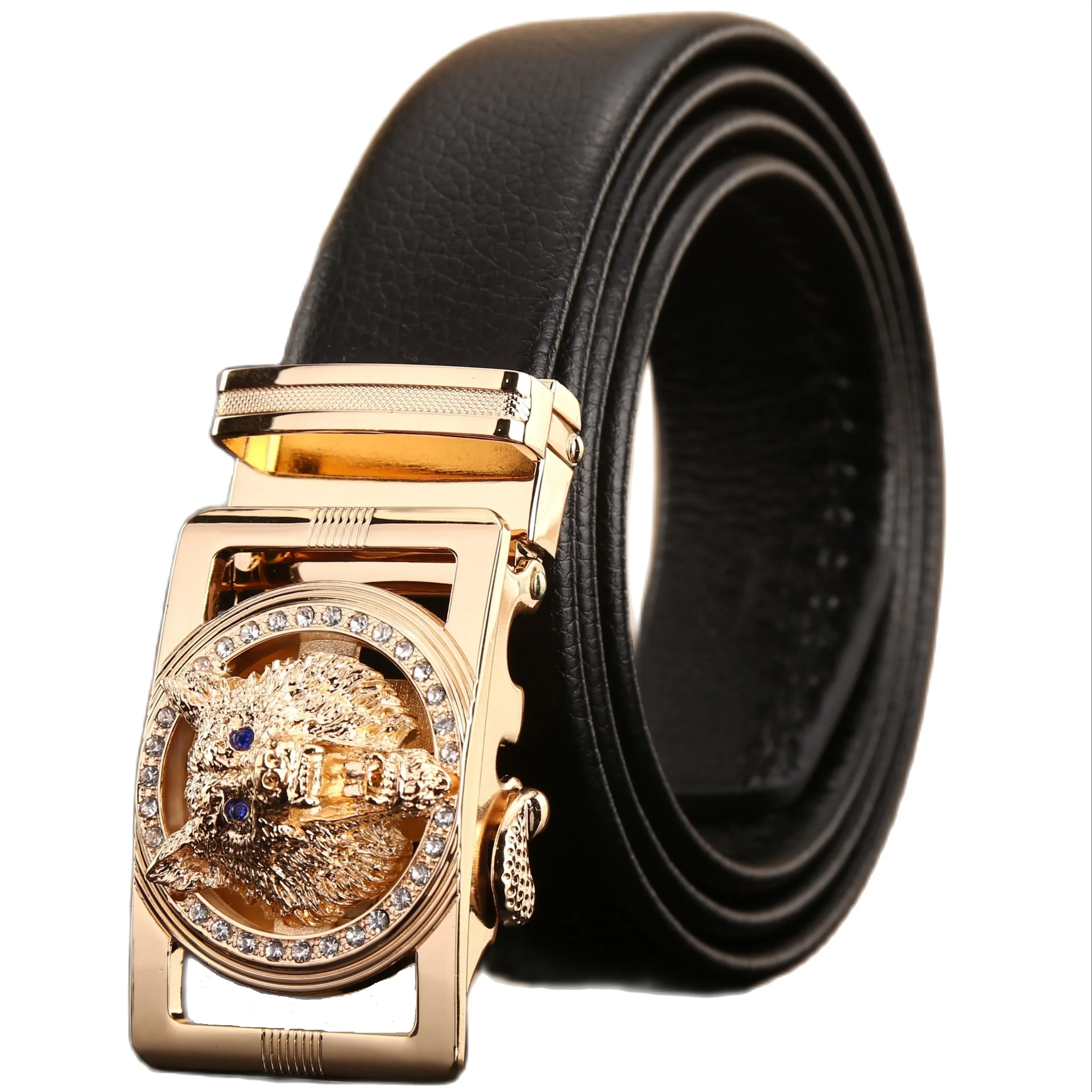 

2024 New Wolf Head Diamond Inlaid Men's Automatic Buckle Fashionable Casual Belt Luxury Belt Belts for Men