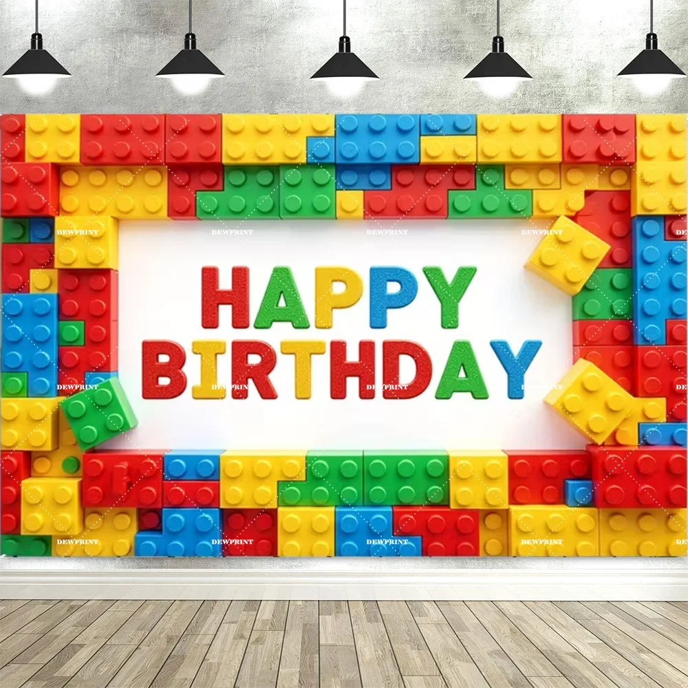 Vibrant Building Blocks Birthday Backdrop