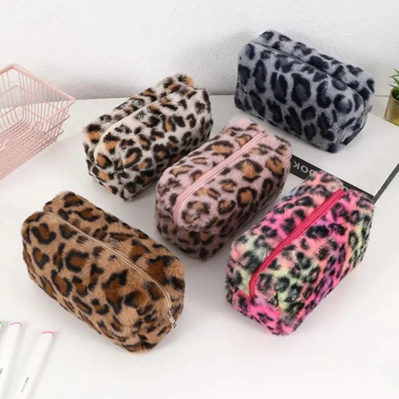 Leopard Print Makeup Bags for Women Soft Travel Cosmetic Bag Organizer Case Lady Girls Make Up Case Necessaries Handbags Case
